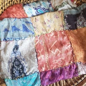 Unique Reverisible Boho Quilted Silk Scarf
